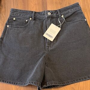 Everlane Washed Black High-Rise Jean Shorts